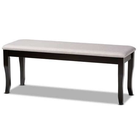 BAXTON STUDIO Cornelie Grey Upholstered and Dark Brown Finished Wood Dining Bench 170-10918